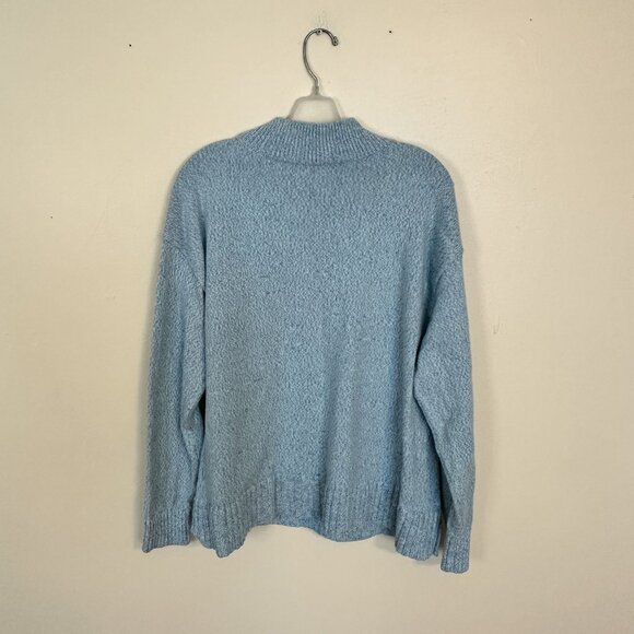 Talbots XL Blue Cable Knit Sweater Womens Pullover Aqua Blue Fishermans - Picture 7 of 7